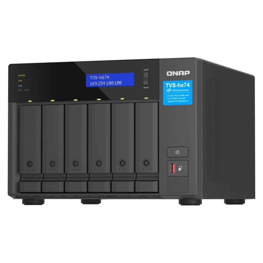 Nas Qnap Tvs-H674-I5-32G-Us/ 6 Bahias /Seis Nucleos 2.5Ghz/32Gb Ddr4 Hasta 64Gb/2 Pto 2,5 Gbe/Usb 3.2 X2/ Hotswap/ No Incluye Discos/ Hdmi 1.4B/ Intel Core I5-12400