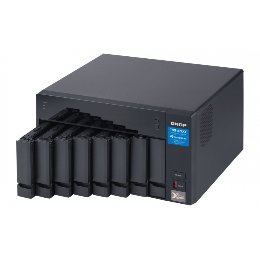 Nas Qnap Tvs-872Xt-I5-16G/8 Bahias Intel Core I5, 16 Gb Ram Ddr4, Hasta 64 Gb/ 2 Pto Lan Gbe/ 1 Pto 10 Gbe/Usb 3.2X2/ Hotswap/Sata/Hasta 160 Tb/ No Incluye Discos/ Hdmi 2.0/M.2 2280/2 Pto Thunderbolt