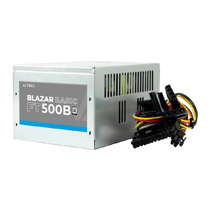 Fuente De Poder Acteck  Blazar Basic Ft500B / Atx / 500 W /  Ventilador 120 Mm / Bajo Nivel De Ruido / 1 Año De Garantia / Metalico / Ac-938150