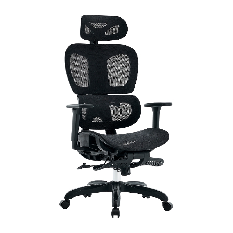 Silla Acteck Flux Pro Ec757 / Ergonomica / Max 150 Kg / Piston Clase 4 / Reposabrazos 3D / Reposapies / Cabecera Ajustable / Inclinacion 135 Grados / Tela Transpirable / Negro / Ac-940269