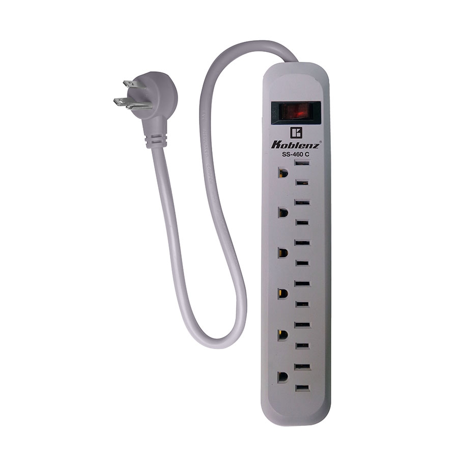 Supresor De Picos Koblenz Ss-460-C, 460 Joules, 6 Contactos Aterrizados Nema 5-15R, Clavija 90 Grados. 1 Año De Garantía. Sku 00-5342-00-1