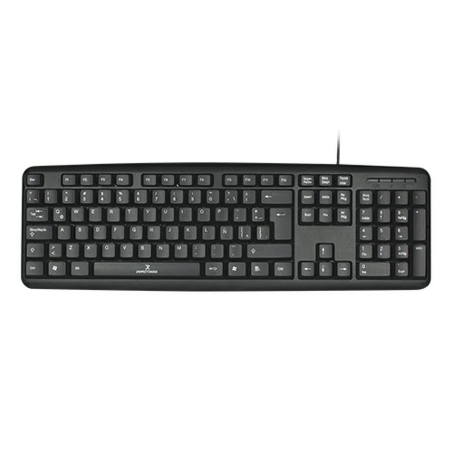 Teclado Alambrico Resistente A Salpicaduras Y Derrames Teclas De Membrana Conector Usb Perfect Choice - Negro