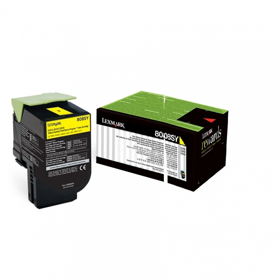 Toner Laser Lexmark 80C8Sy0 Amarillo, Rendimiento Estandar Hasta 2,000 Paginas, Para Modelos: Cx310, Cx410. Cx510