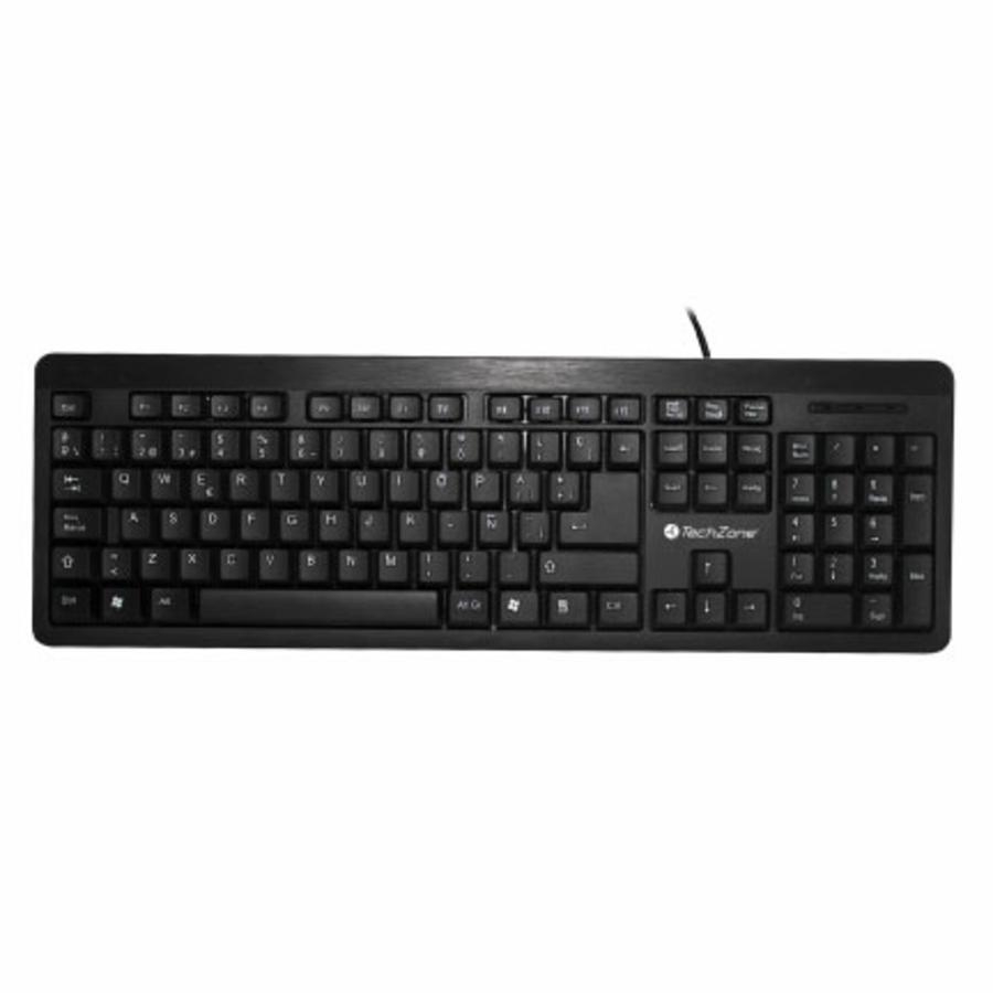 Teclado Techzone Tz16Tec01-Ala Alambrico Standard Usb Ergonomico Negro