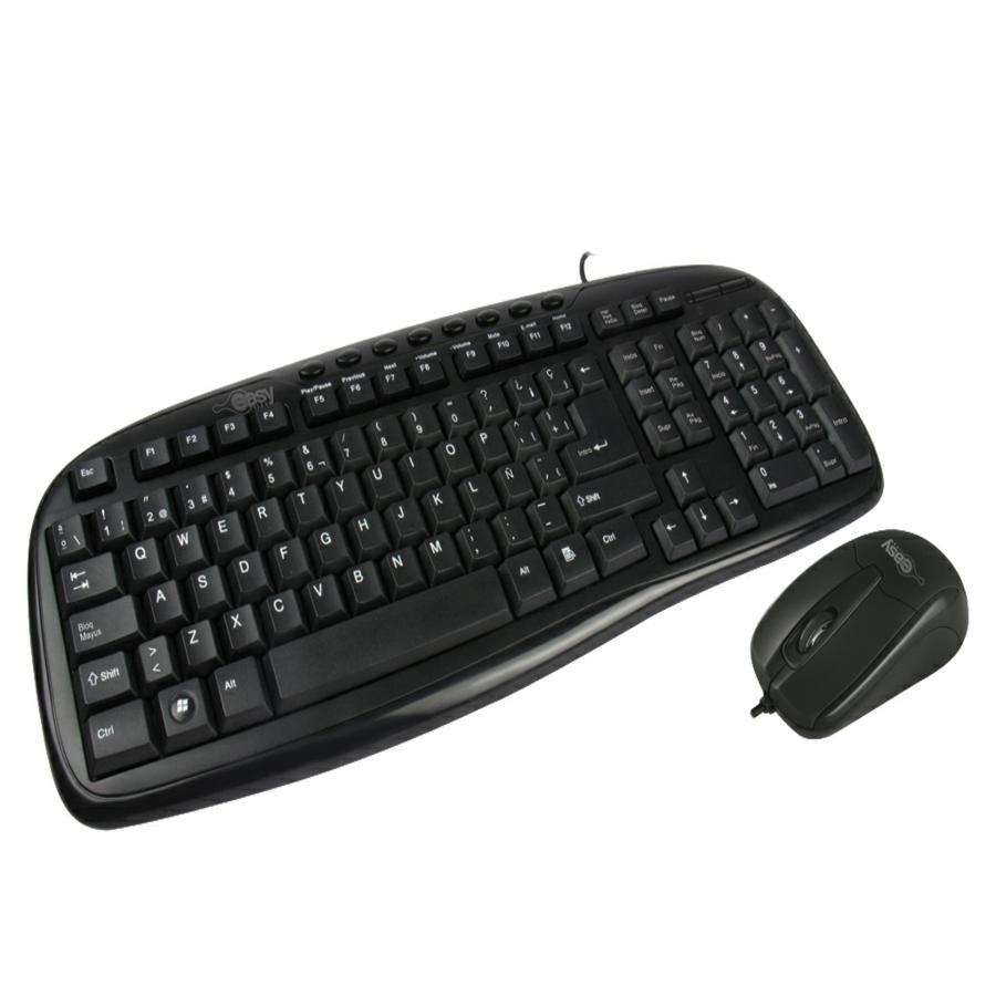 Kit Teclado Y Mouse Alambricos Conector Usb Ideal Para Usuarios Diestros Y Zurdos Easy Line By Perfect Choice Balance - Negro