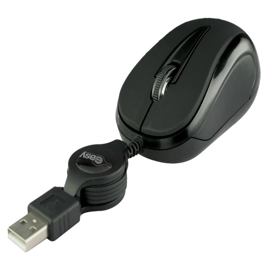 Mouse Mini Alambrico Retractil Optico 1000 Dpi Conector Usb Easy Line By Perfect Choice - Negro