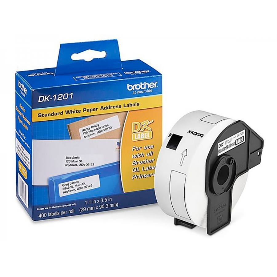 Etiqueta Precortada Brother Dk1201 Blanco 400 Etiquetas 29 X 90.3 Mm Compatible Con Ql´S