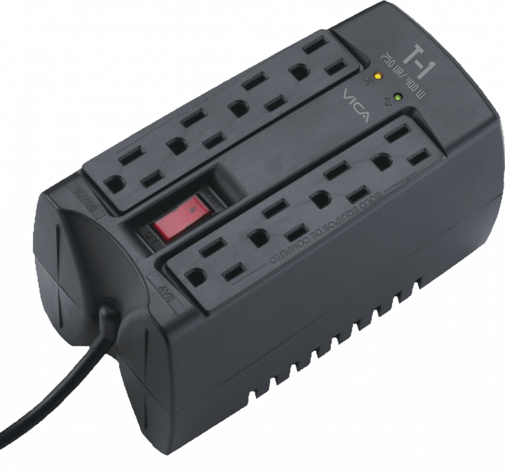 Regulador Vica T-1, 400W, 750VA, Entrada 127V, Salida 120V, 8 Contactos