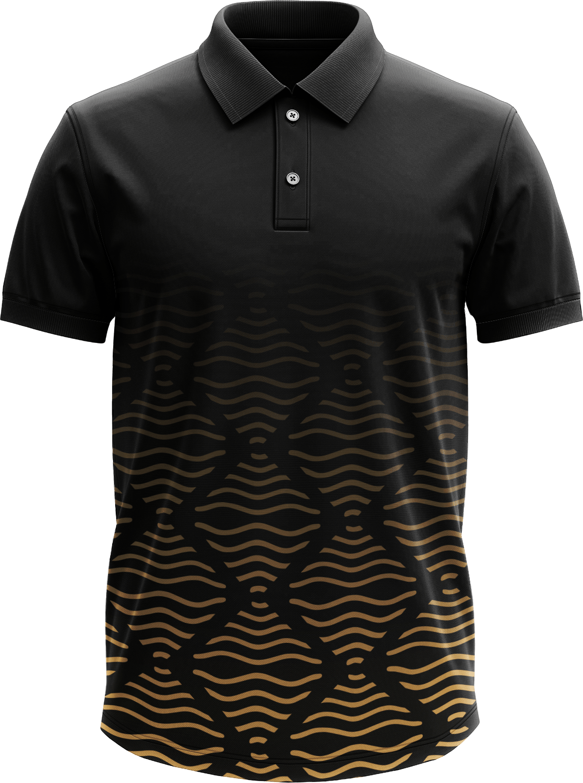 Gold Wave Sublimated Polo – Black & Gold
