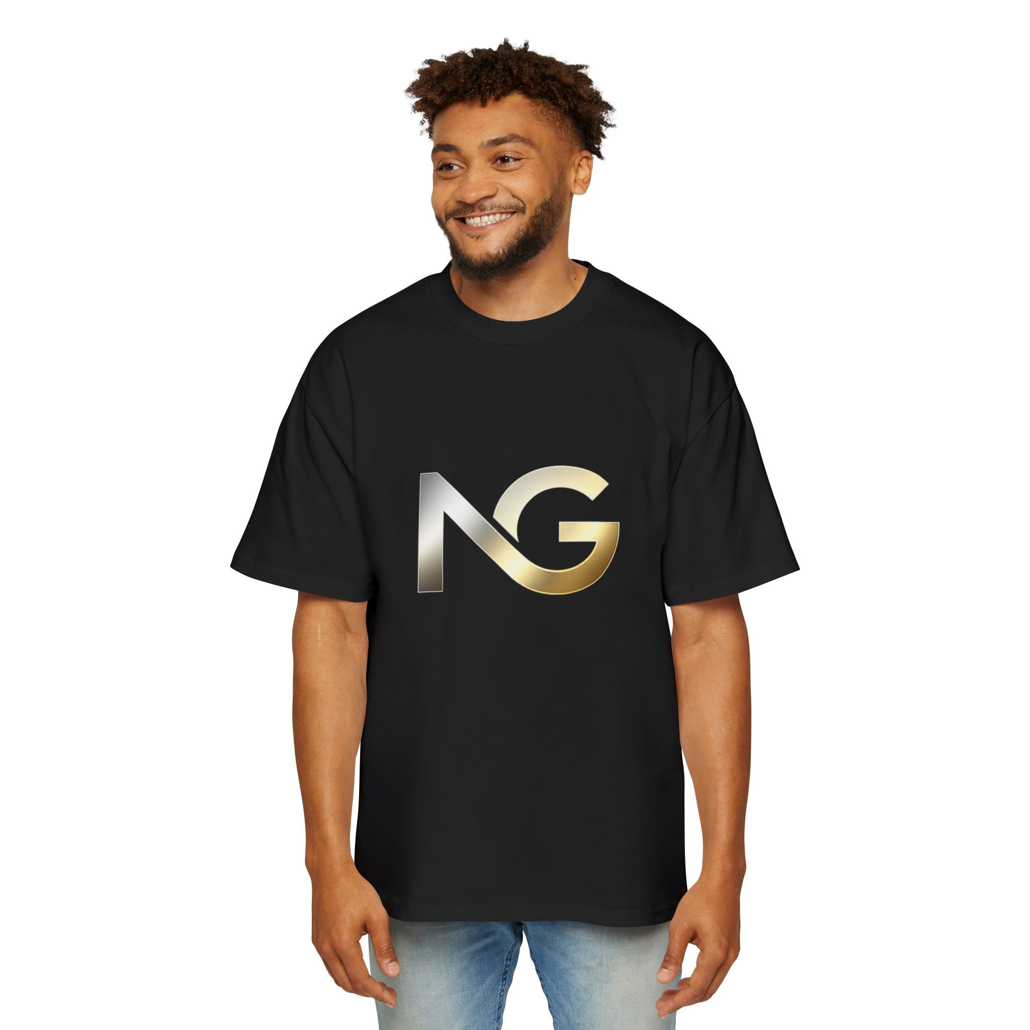 Men's Oversized Tee — Gold Gradient 'NG' Logo Tee