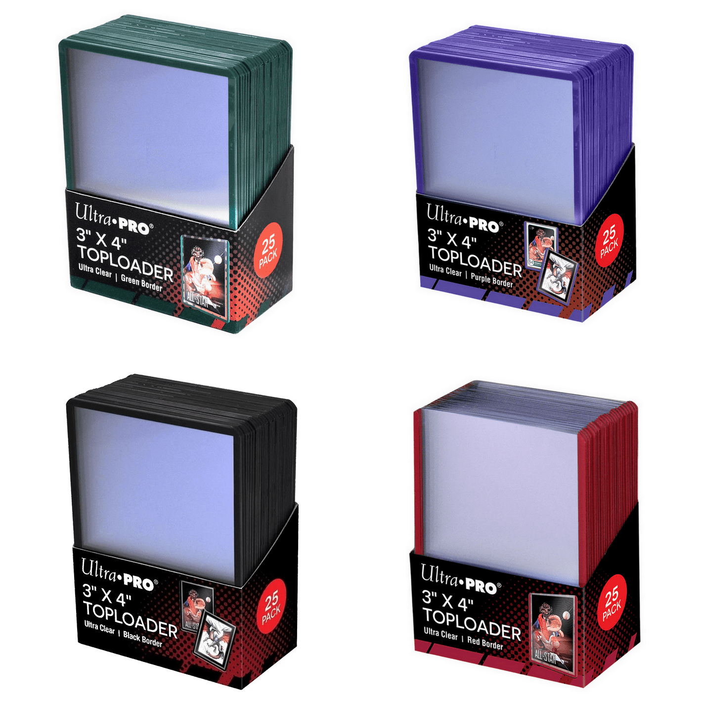 Pack 25 Toploaders Regular à Bordures Colorées - Ultra-Pro