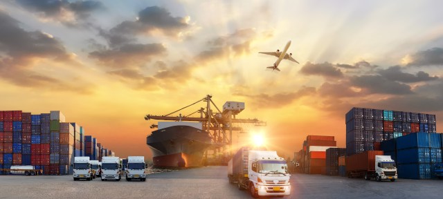 Container truck in ship port for business Logistics and transpor - Next Level Secure
