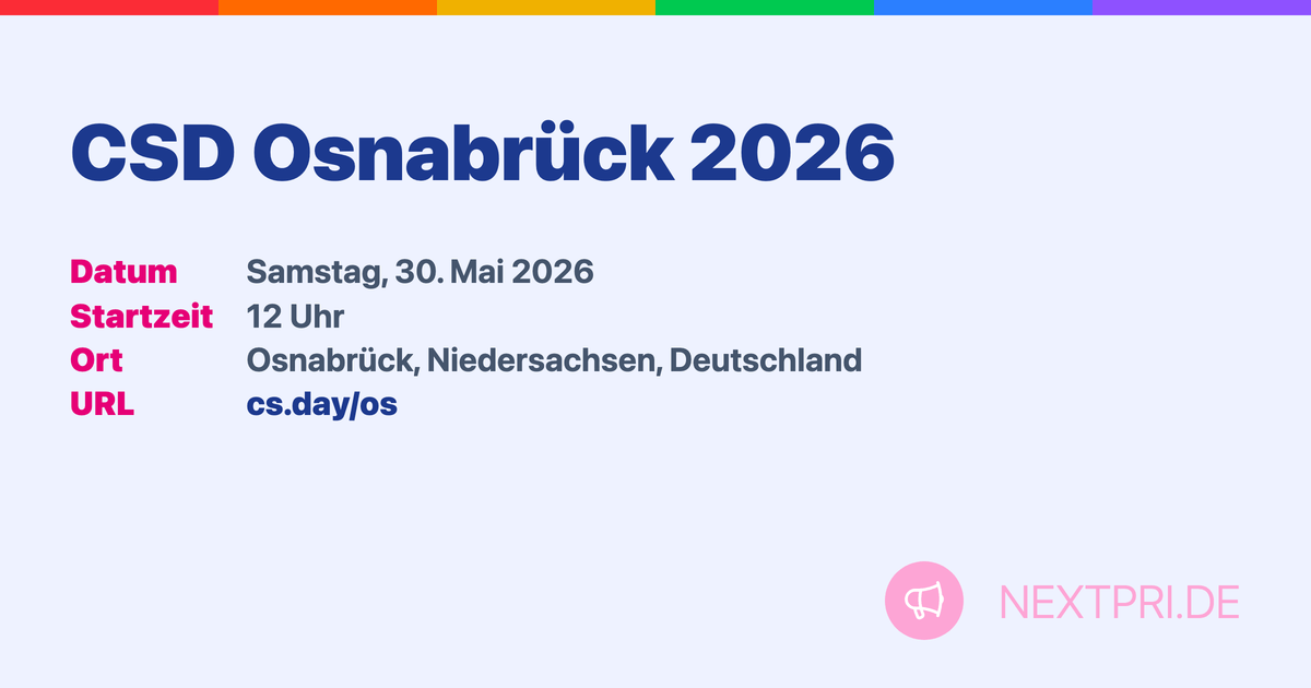 CSD Osnabr Ck 2026 Am 30 Mai 2026 Csd Osnabrueck 2026.de Og 