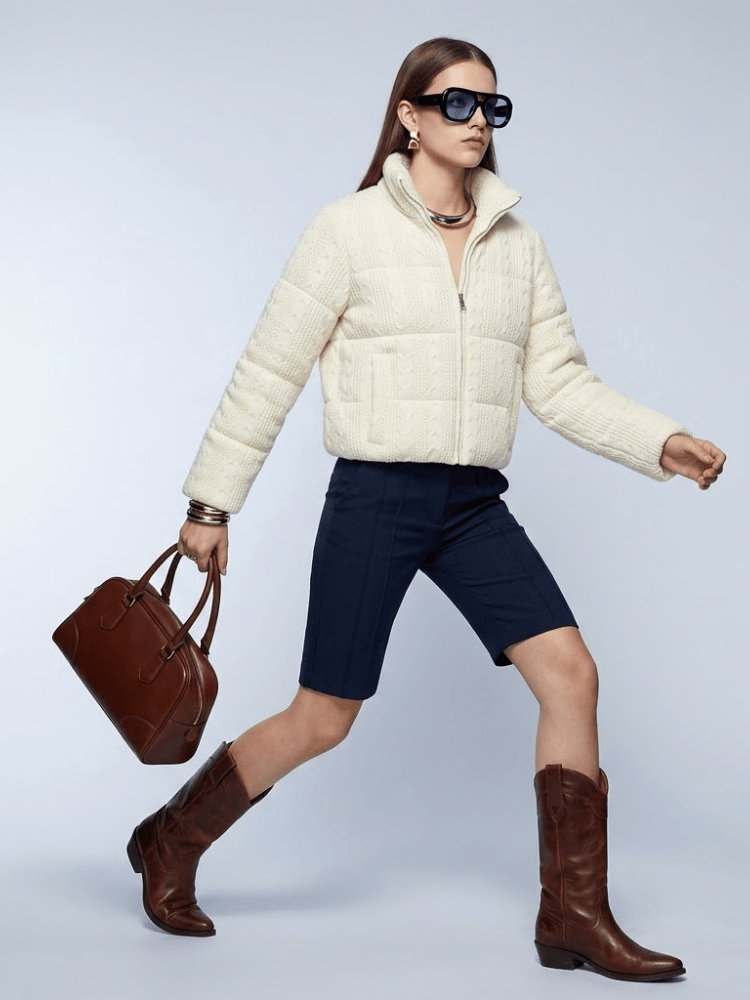 Women SJacketCableKnitPufferBYMANYC NewYorkHAMPTONSCREAMZIPPER NewCollection