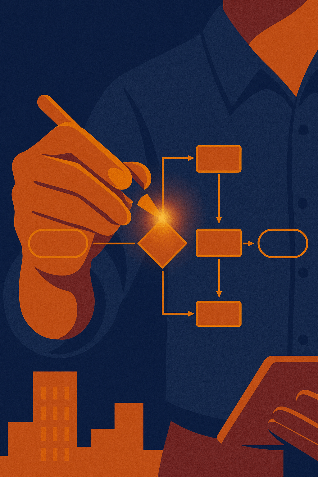 glowing pen and flowchart creation.webp