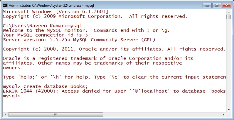 mysql after path setting