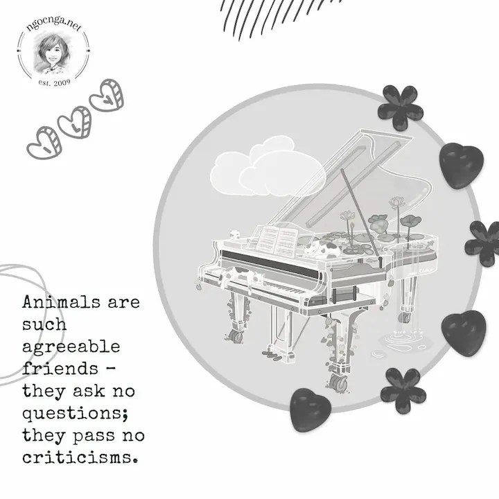Animals are such agreeable friends – they ask no questions; they pass no criticisms