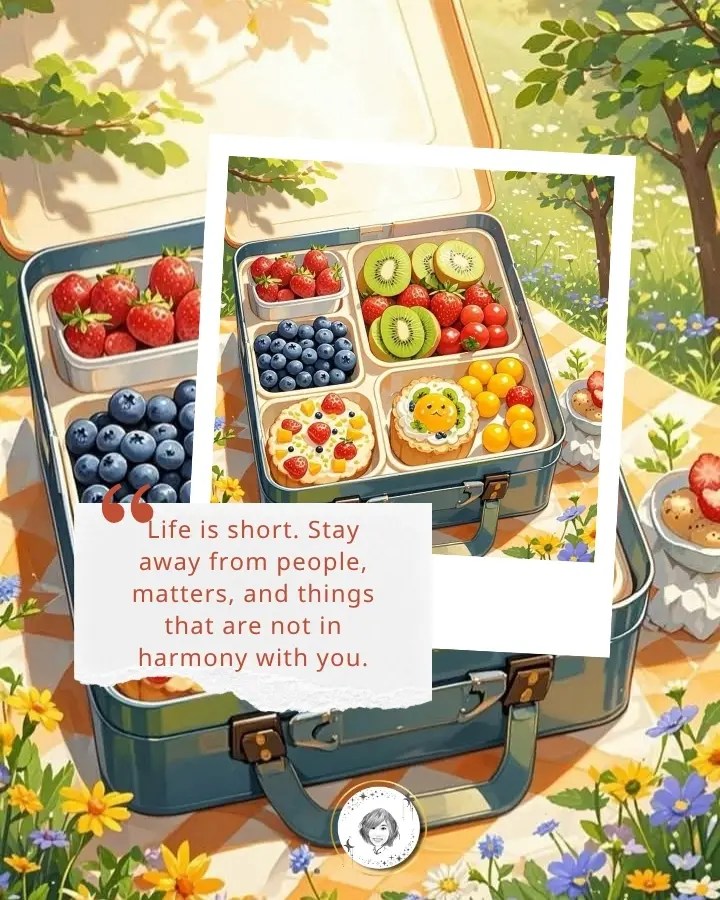 Life is short. Stay away from people, matters, and things that are not in harmony with you.
