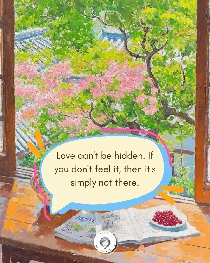 Love can't be hidden. If you don't feel it, then it's simply not there.