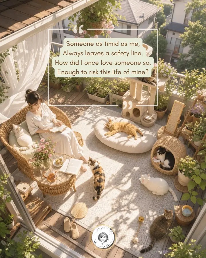 Someone as timid as me, Always leaves a safety line. How did I once love someone so, Enough to risk this life of mine?