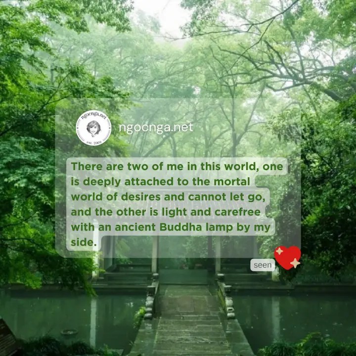 There are two of me in this world, one is deeply attached to the mortal world of desires and cannot let go