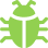 Green bug icon with rounded shape and antenna