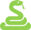 Green stylized snake coiled upward in a simple geometric design