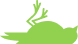 Green silhouette of a shrimp or prawn facing left