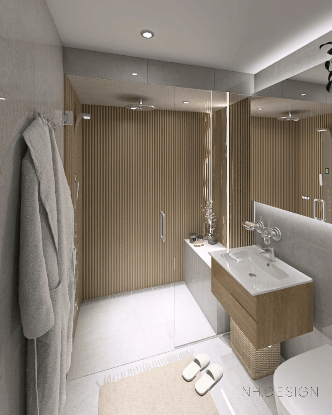 3D rendering of a bathroom project in Malmö done by NH.DESIGN.