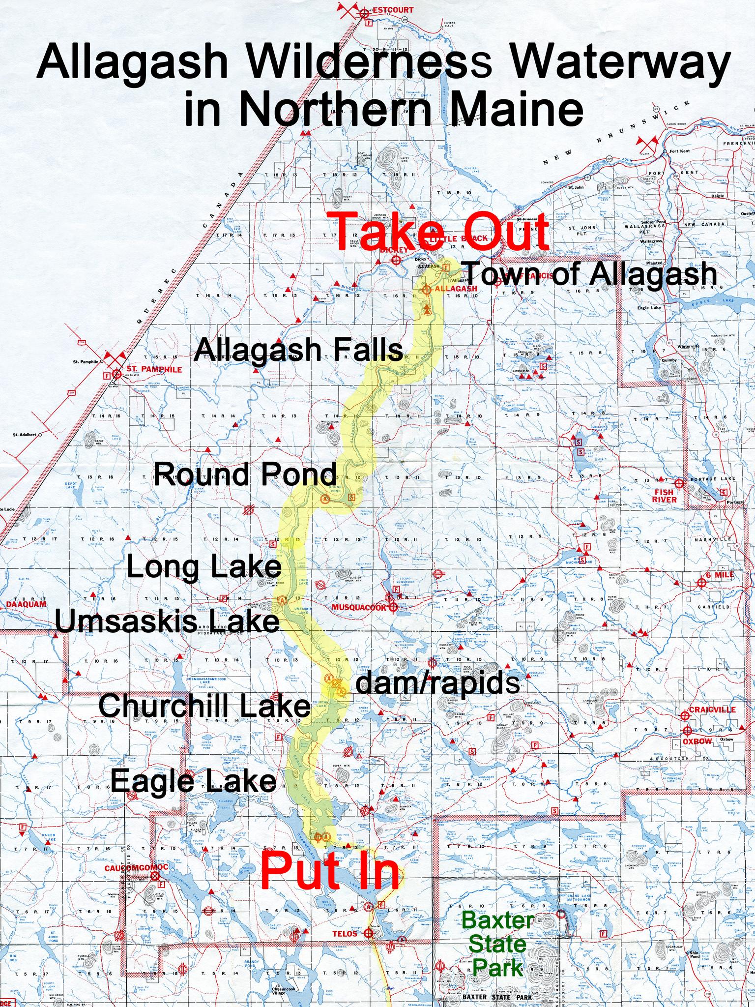 Allagash Wilderness Waterway Map Original 