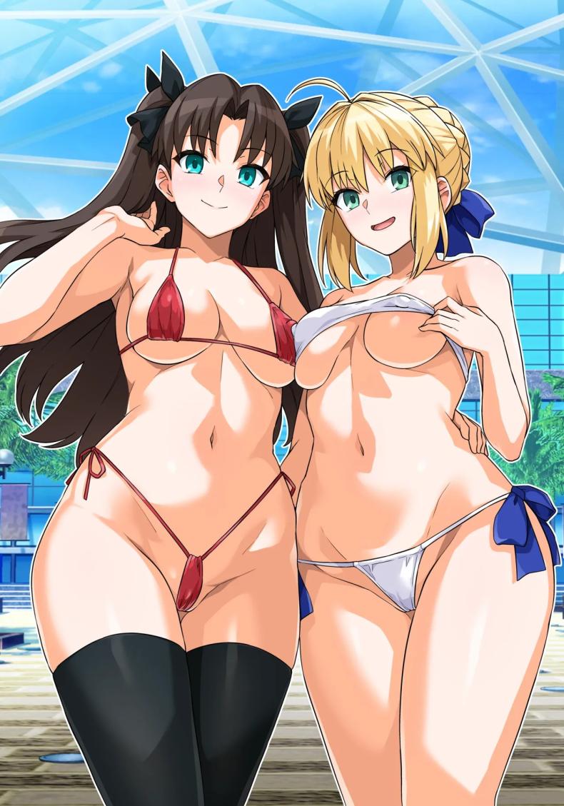 คุณเซเบอร์ในสระว่ายน้ำ[Royal Bitch (haruhisky)] Saber-san Yarimoku Nanpamachi Pool Hen (Fate stay night) ภาพ 1