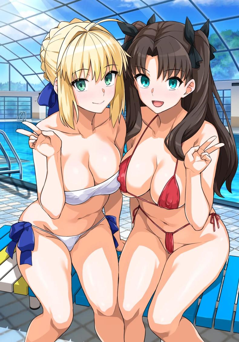 คุณเซเบอร์ในสระว่ายน้ำ[Royal Bitch (haruhisky)] Saber-san Yarimoku Nanpamachi Pool Hen (Fate stay night) ภาพ 3