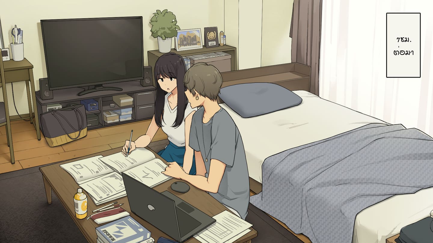 ใช้เวลาทั้งวันไปกับรุ่นพี่ [Wakamatsu] Senpai no Ie de Shiken Benkyou Oshiete moratte node Yuugata ni Kaeru Yotei datta Joshidaisei no Ichinichi | A University Girl Spending a Day Studying at Her Senior’s House After Deciding She’d Go Home in the Evening ภาพ 3