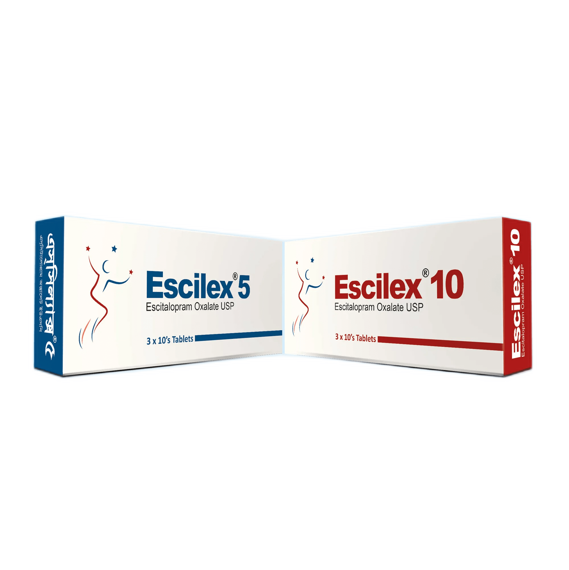 Escilex 10 Tablet (Escitalopram 10mg) in its original packaging, manufactured by Renata Pharma Lt