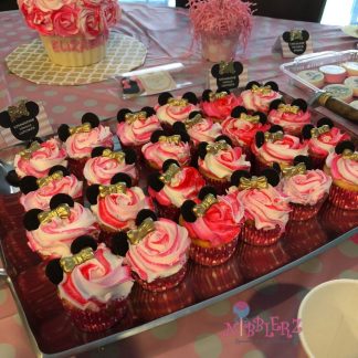 Minnie Mouse Pink Swirl two tone rose cupcakes