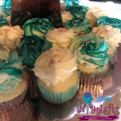 Cupcake Tower - 3 Tier Two Tone Rose Design - Image 3