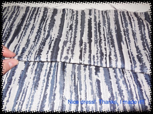 Then I fold my fabric so the right sides are showing and pin the opening closed.