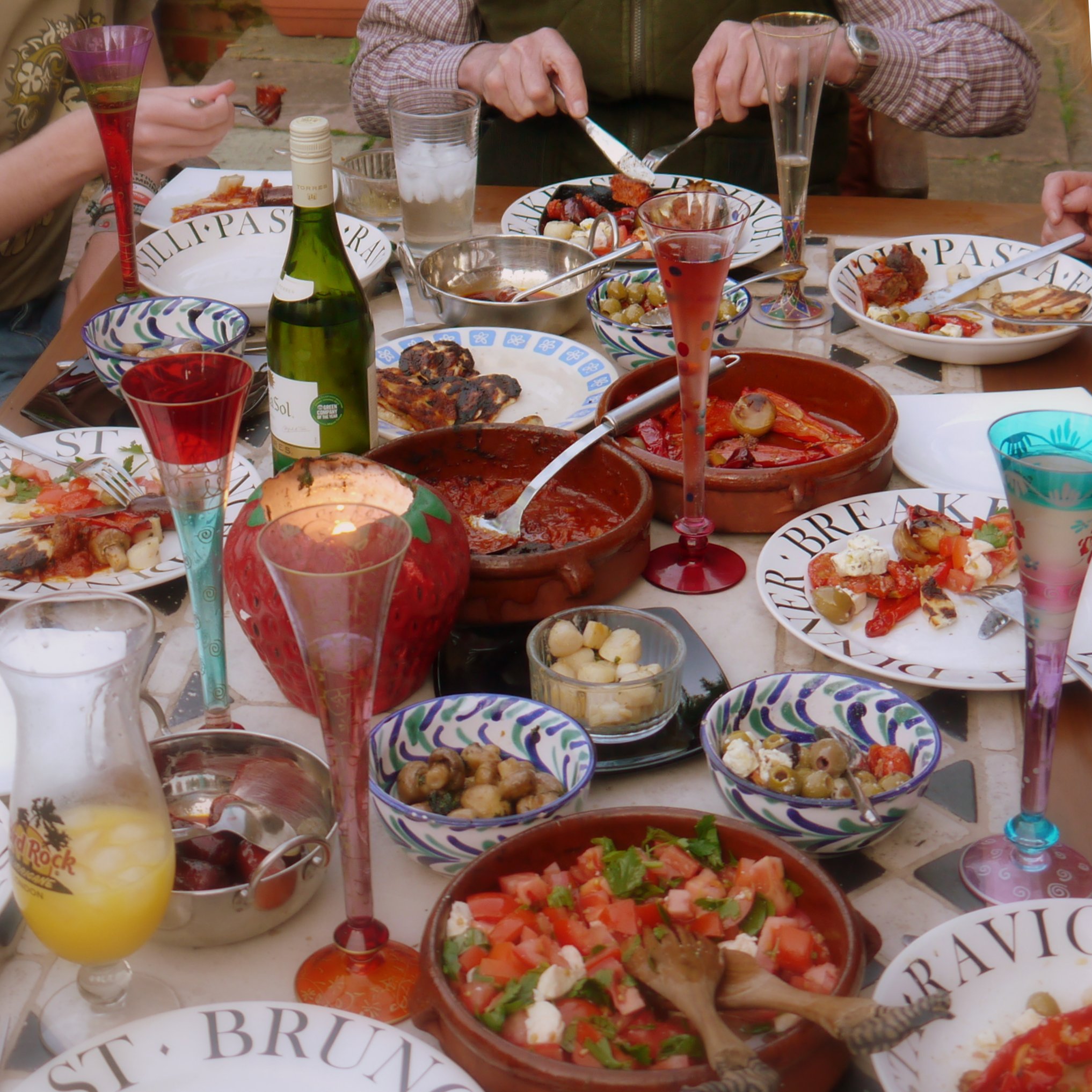 20. while eating starters.