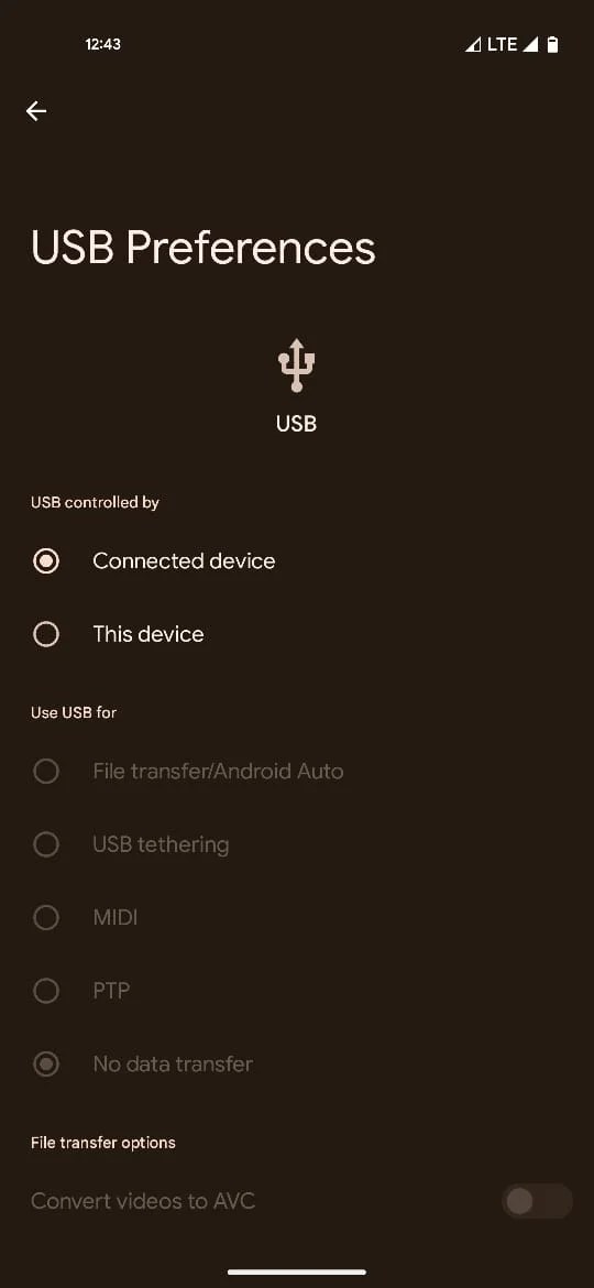 usb controlled by connected device