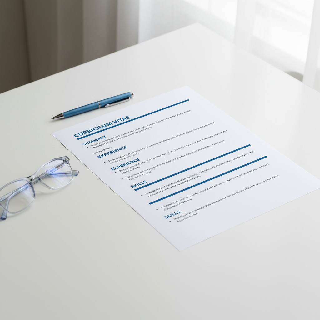 Resume mockup on a white table in front of uncurtained windows. Includes the following elements: Resume White pages t Insi...