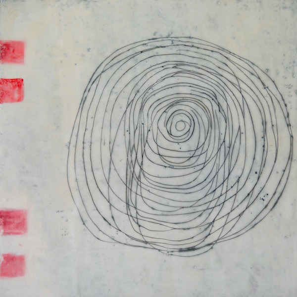 Groove V ( fluorescent paint, wax and oil paint on wood, 40 x 40 x 6 cm )