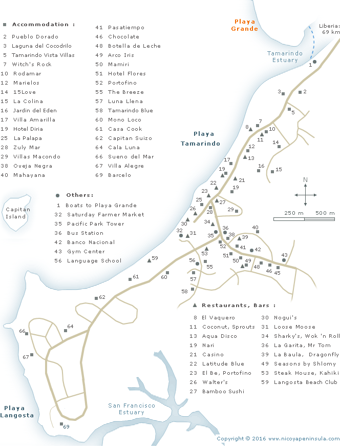 Printable Taramindo Costa Rica Map Printables Templates Free Tamarindo 