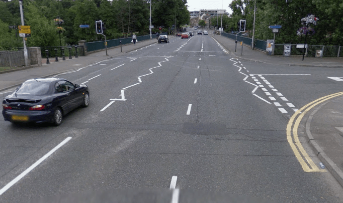 4 lanes of heavy traffic