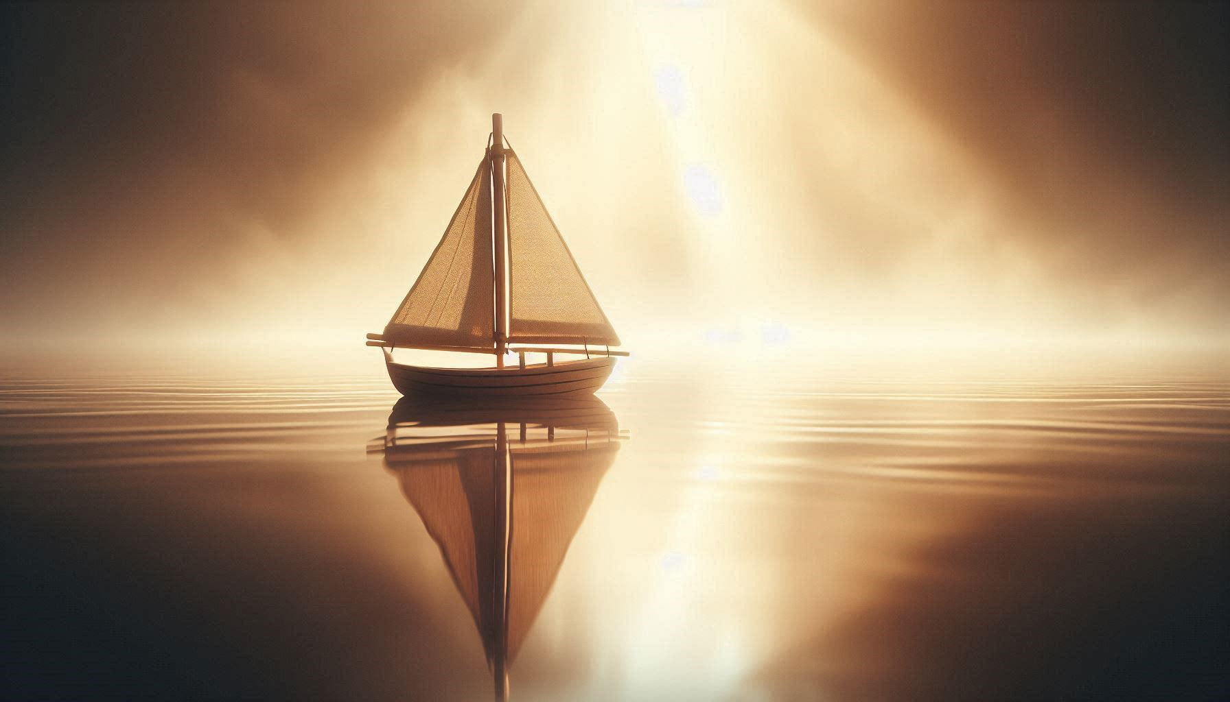 Purpose - a toy boat on a lake