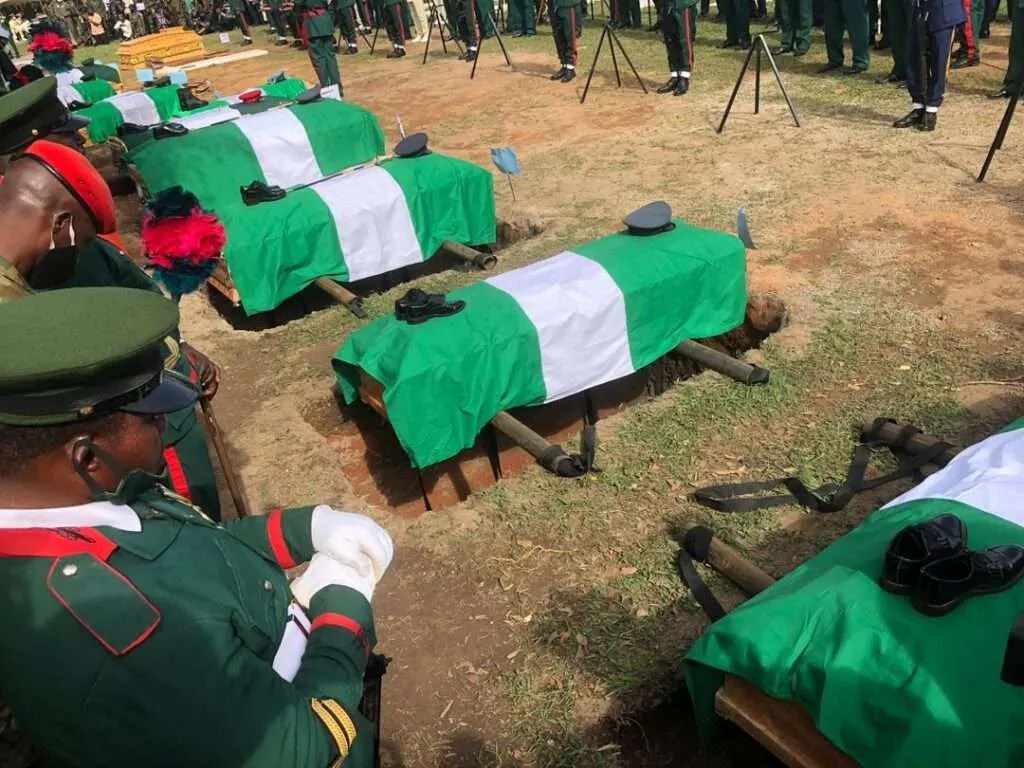 COAS, Matawalle present as military lays 22 slain officers to rest