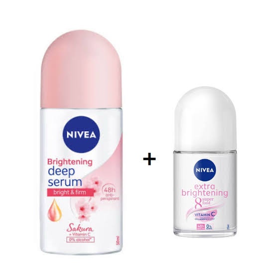 Nivea Brightening Deep Serum 50ml + Extra Brightening Roll On