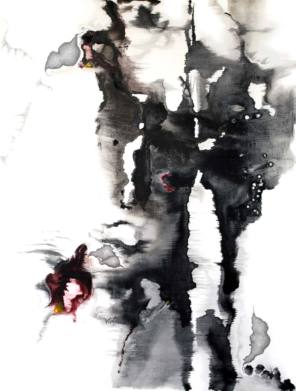 Red Sprite, mixed media on canvas, 40 x 30 inches