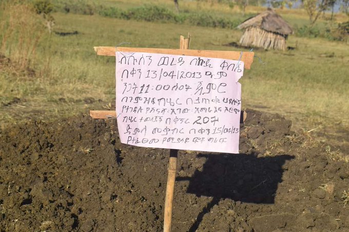 مقبرة جماعية لضحايا مدنيين، في محلية بولين، مديرية بوكوجي بإقليم بني شنغول، غرب إثيوبيا