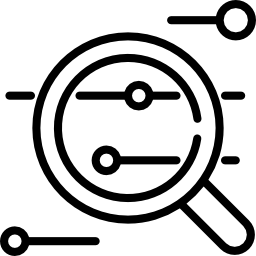 A magnifying glass examining the data via analytics services