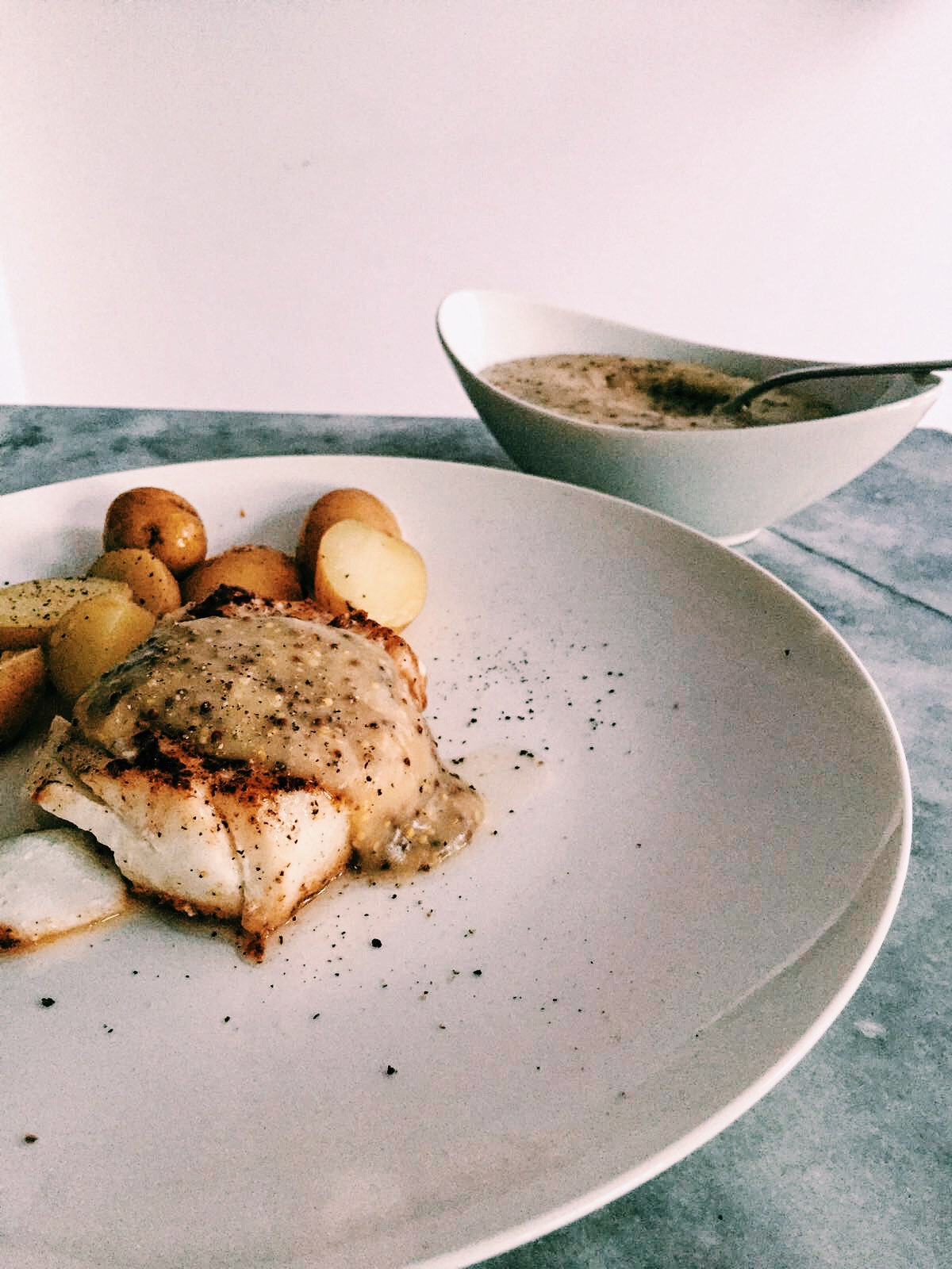 Kabeljauw met mosterdsaus